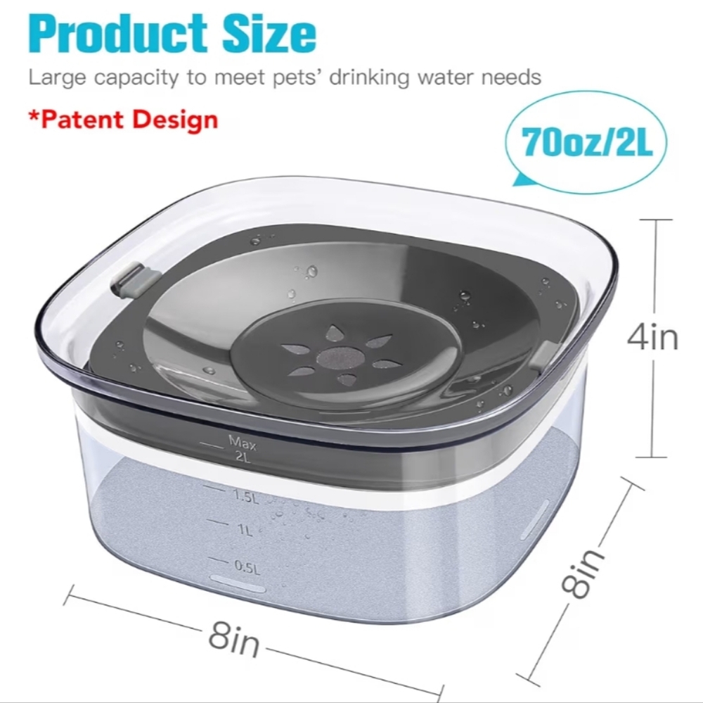 No Spill Large Capacity Water Bowl